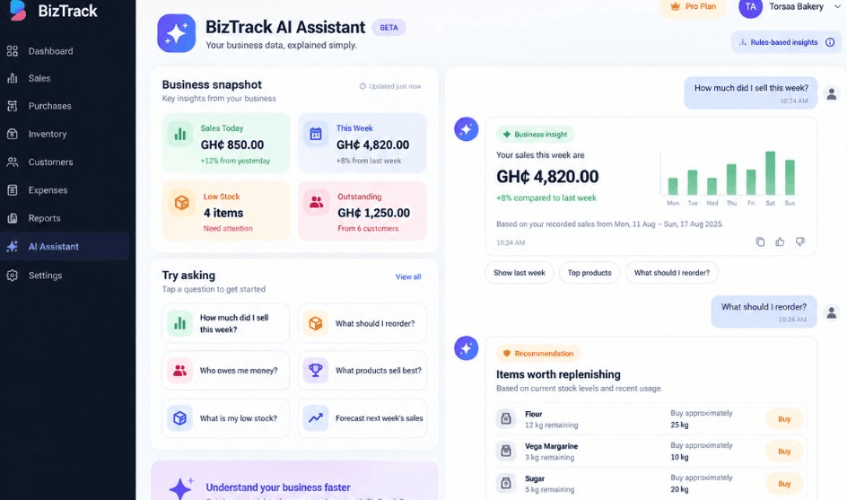POSNek ai assistant screen